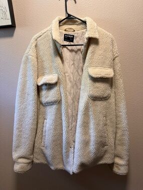 Express Cream Quilted Sherpa Jacket